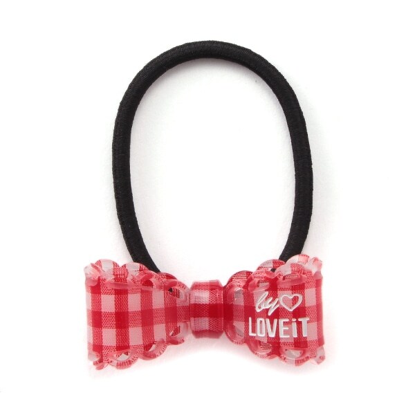 ロゴ入りギンガムリボンヘアポニー