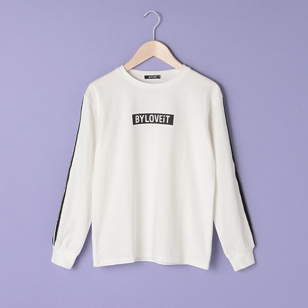 袖ラインボックスロゴTシャツ