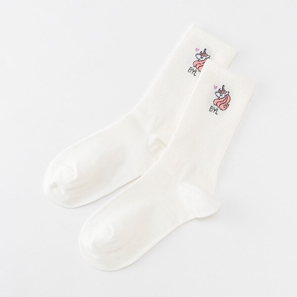 ワンポイントリブクルーソックス