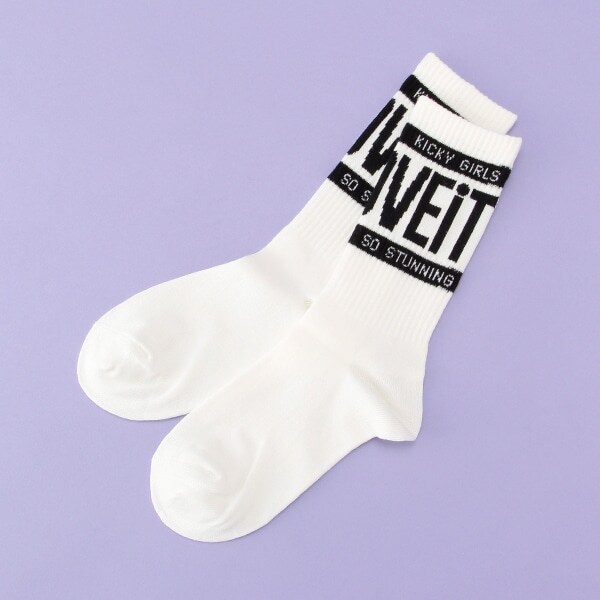 ロゴラインリブクルーソックス