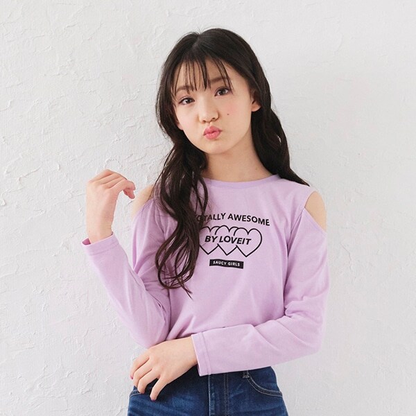 肩スリット長袖Tシャツ