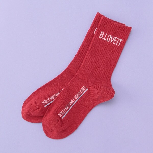 ロゴクルー丈ソックス【日本製】