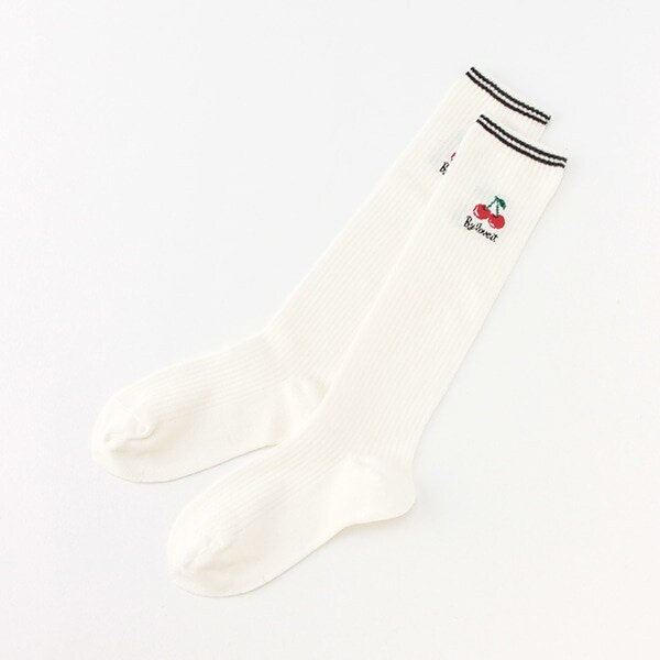 ワンポイント刺しゅうハイソックス【日本製】