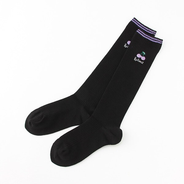 ワンポイント刺しゅうハイソックス【日本製】