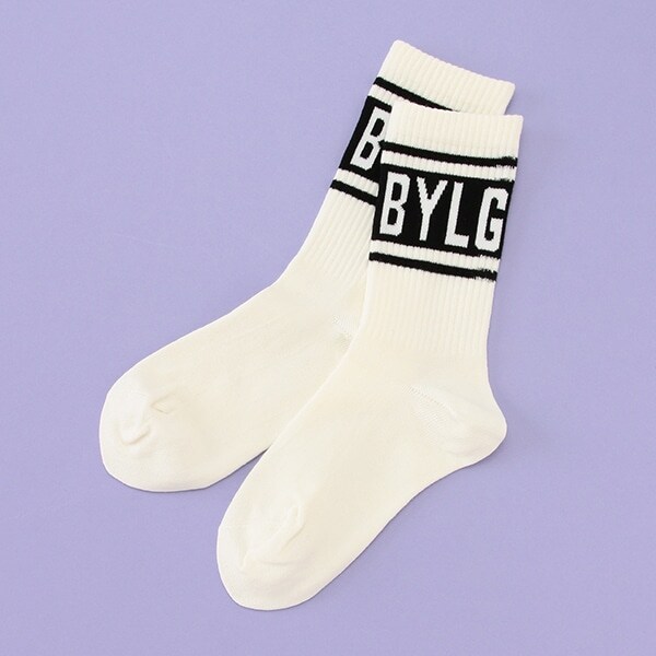 ロゴラインクルー丈ソックス【日本製】