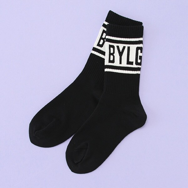 ロゴラインクルー丈ソックス【日本製】