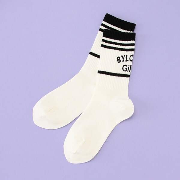 バックロゴクルー丈ソックス【日本製】