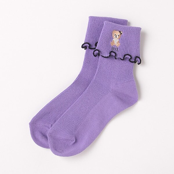 折り返し刺しゅうソックス【日本製】