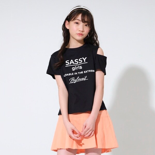 肩袖スリット半袖Tシャツ【PTPR】