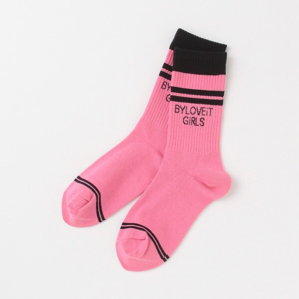 ロゴラインクルー丈ソックス【日本製】