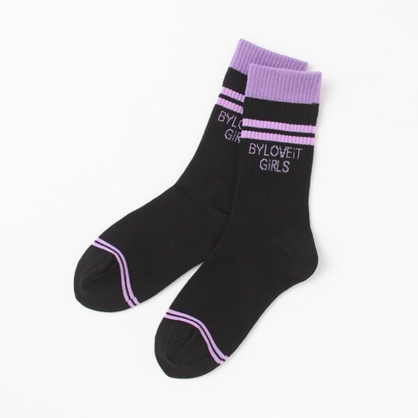 ロゴラインクルー丈ソックス【日本製】