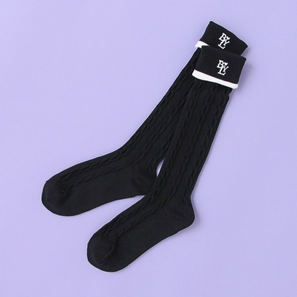 ケーブル編みハイソックス【日本製】