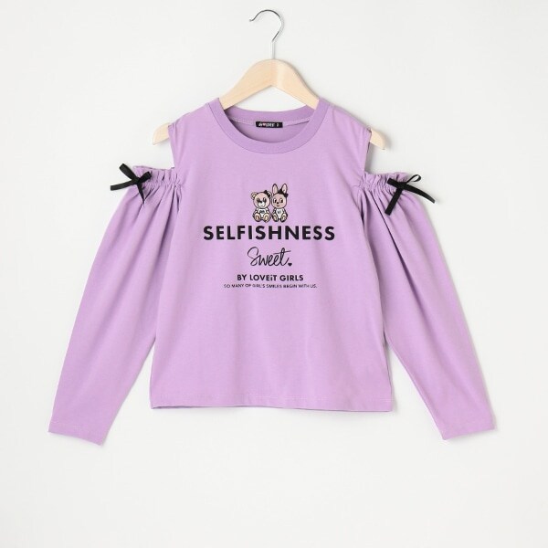 肩スリットリボンTシャツ