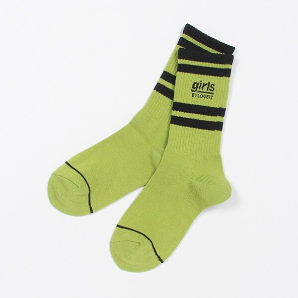 girlsロゴクルーラインソックス【日本製】