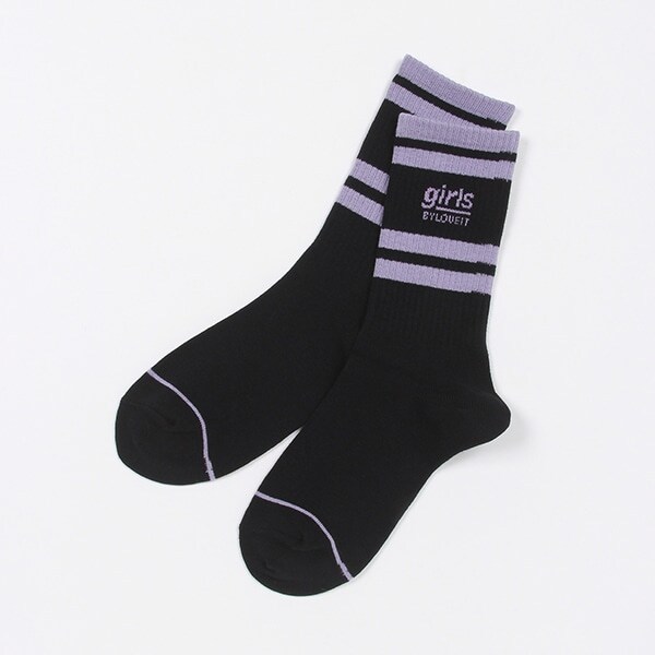 girlsロゴクルーラインソックス【日本製】