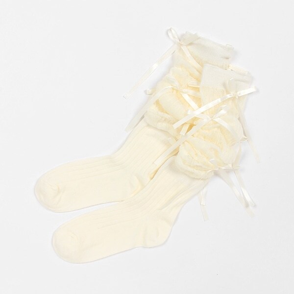 リボンルーズシアーハイソックス