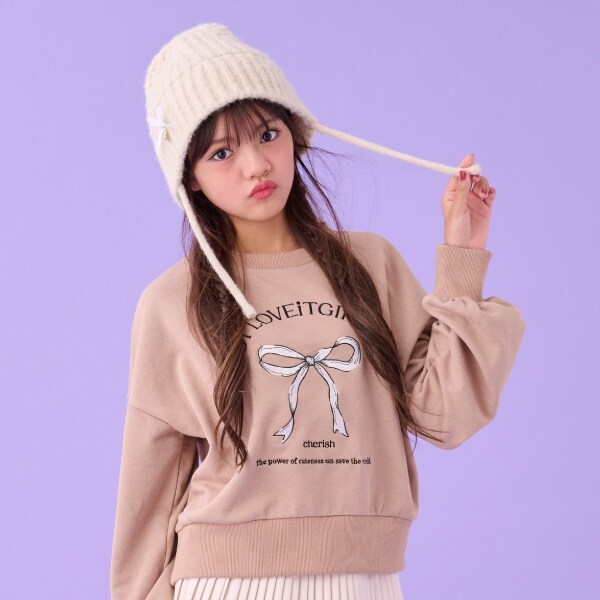 フロントリボン刺しゅうプルオーバー