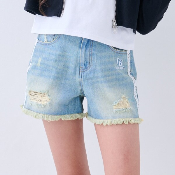 サイドレースダメージショートパンツ