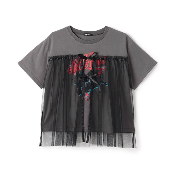 チュール付きバンドTシャツ