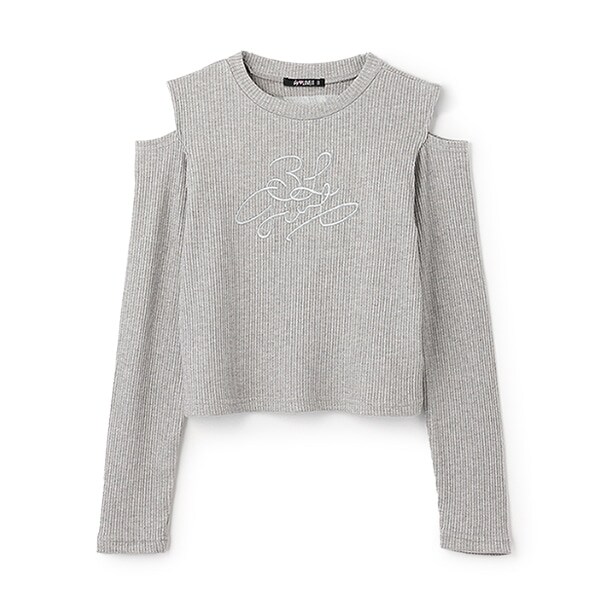 テレコ肩スリット長袖Tシャツ