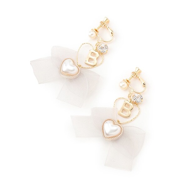 ハートリボンイヤリング