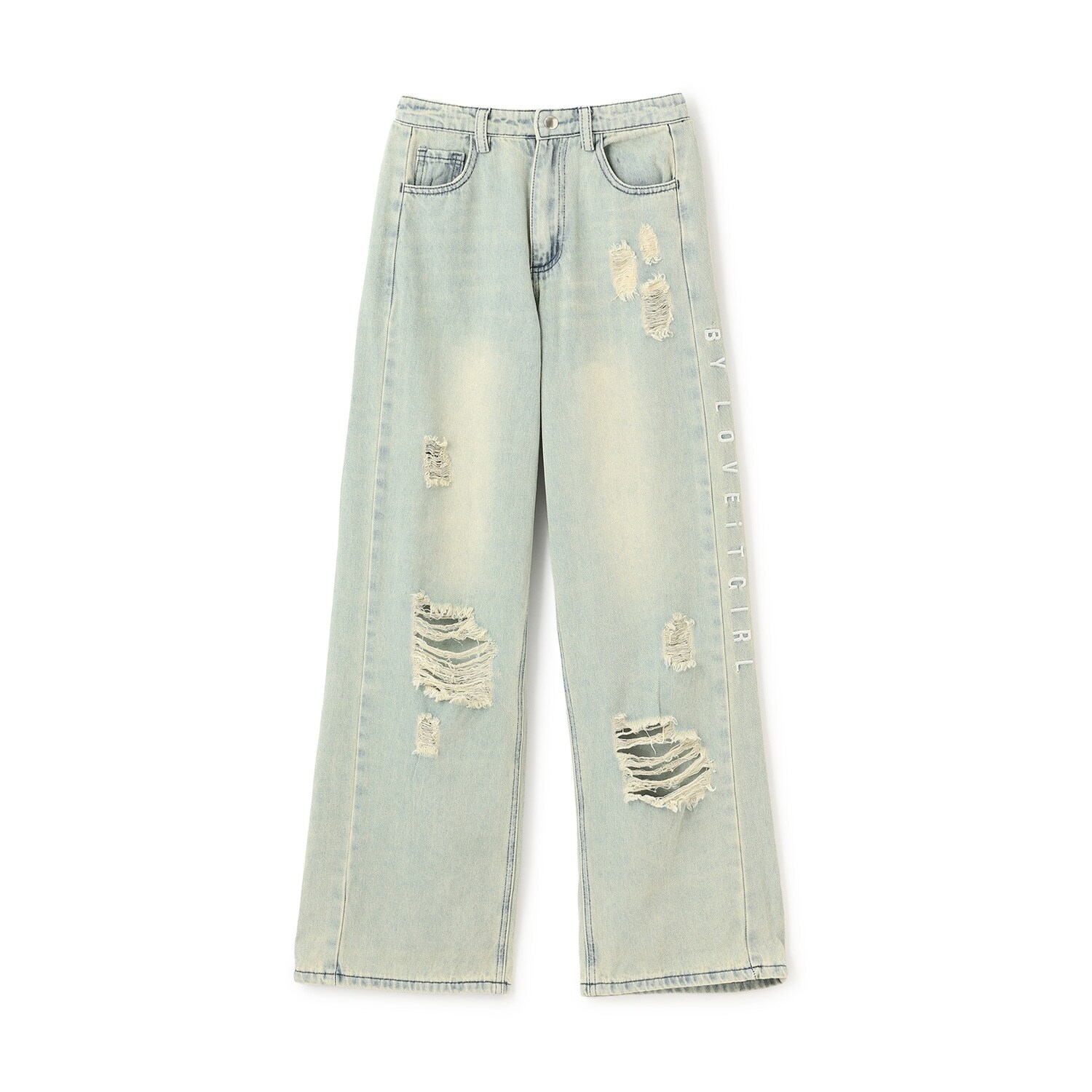 サイド切り替えダメージデニム