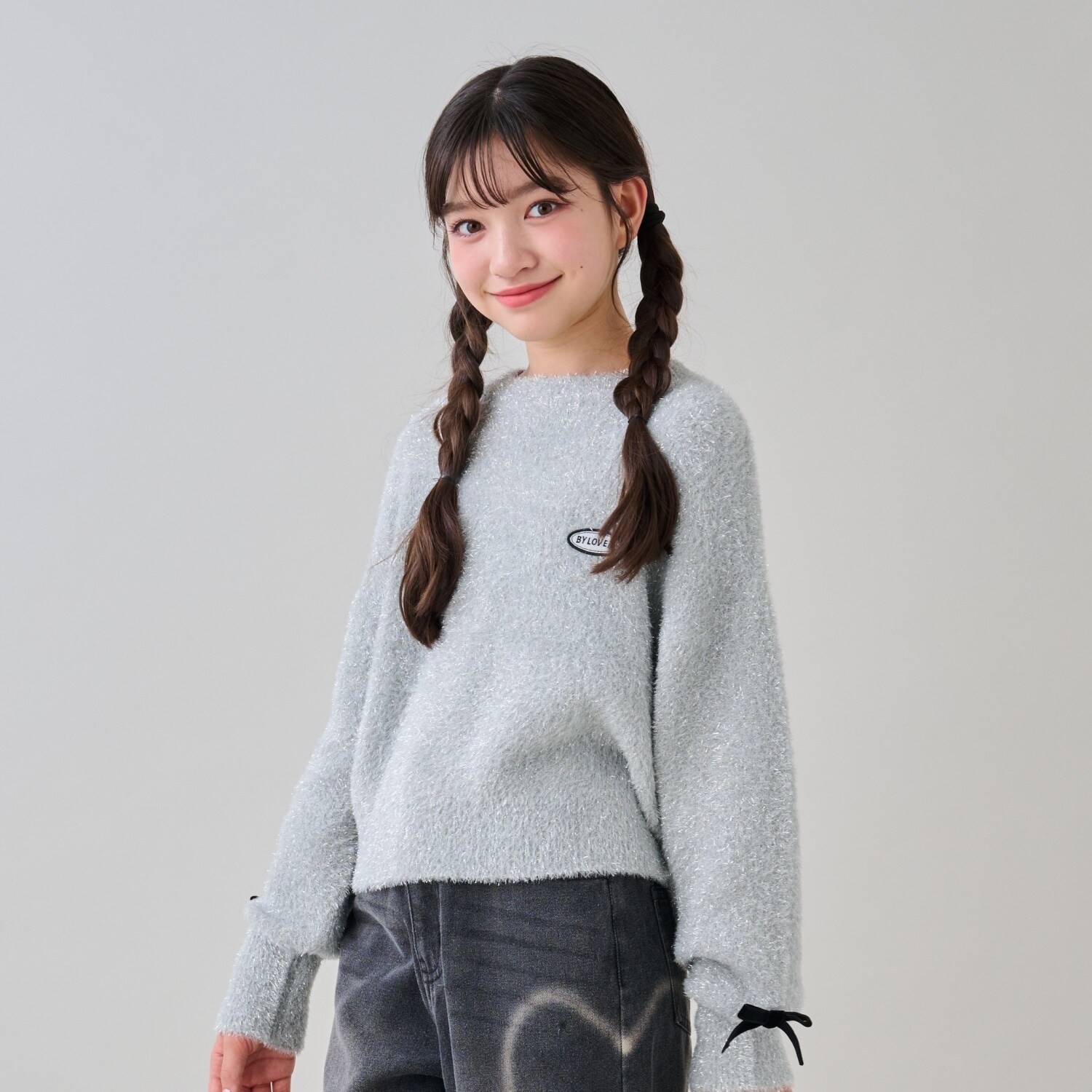 ラメシャギーリボンニット