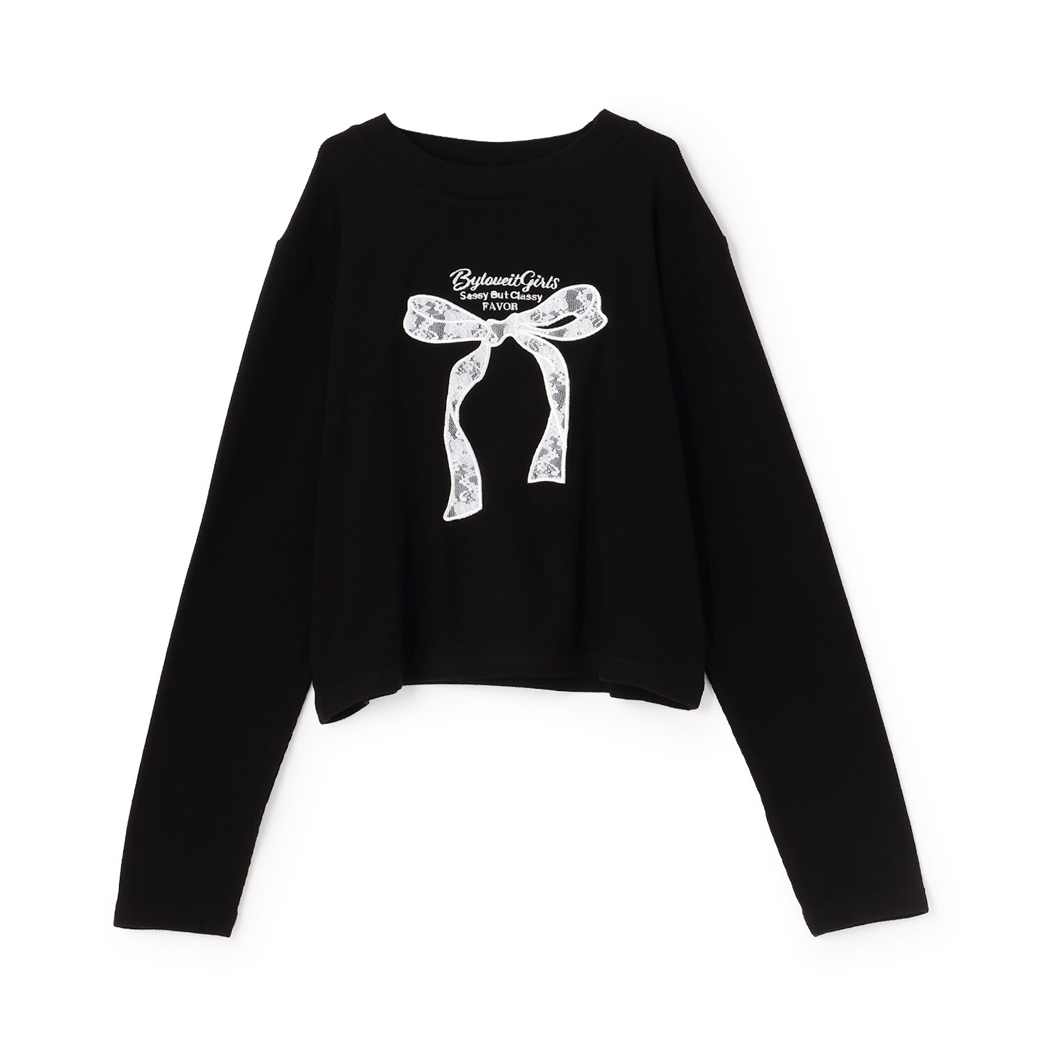 リボンパッチ長袖Tシャツ