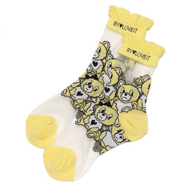 クマ柄クルーソックス