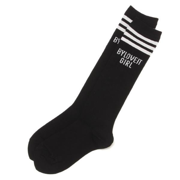 配色ライン入りロゴハイソックス