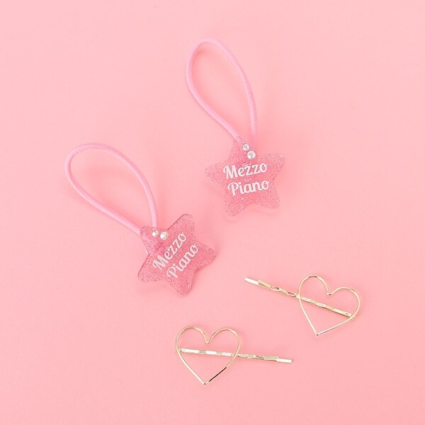 星ラメヘアポニー×ハートヘアピン4個セット