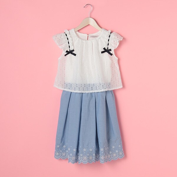 レースブラウスドッキングワンピース