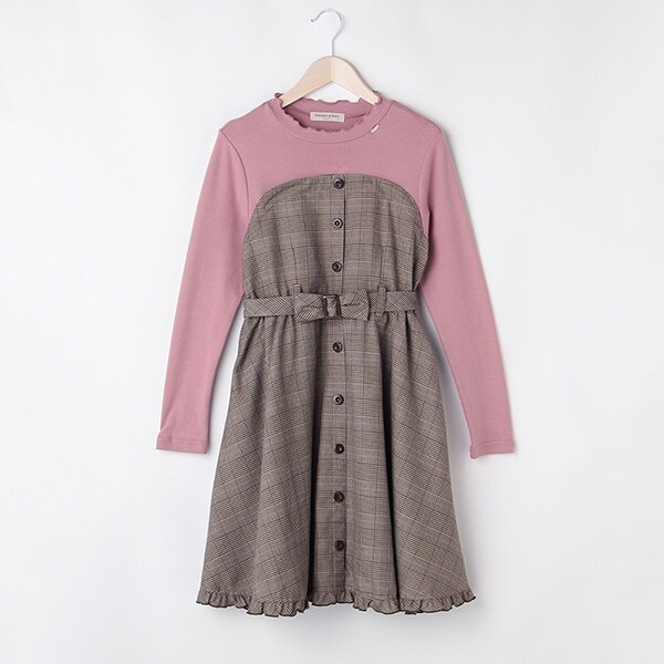 【人気商品再入荷】【直営店で取り扱い無し】チェックドッキングワンピ