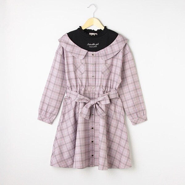 【人気商品再入荷】【直営店で取り扱い無し】レイヤードチェックワンピース