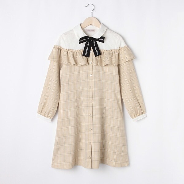 【人気商品再入荷】【直営店で取り扱い無し】レイヤード風チェックワンピ