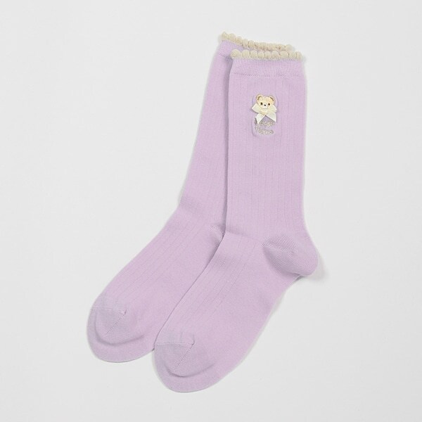 【人気商品再入荷】【直営店で取り扱い無し】くま刺しゅうクルーソックス【日本製】