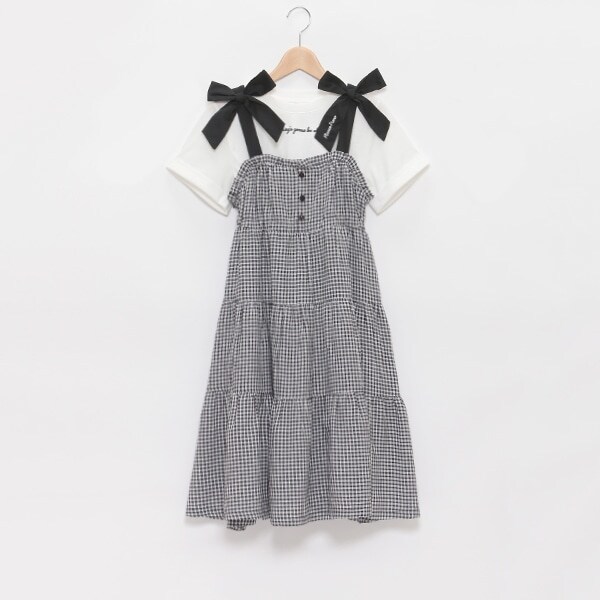 【人気商品再入荷】【直営店で取り扱い無し】肩リボンワンピース＆Tシャツセット