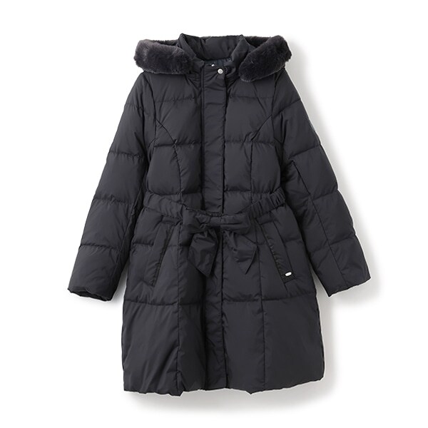 【人気商品再入荷】【直営店で取り扱い無し】【撥水】リボンベルトガーリーロングダウン