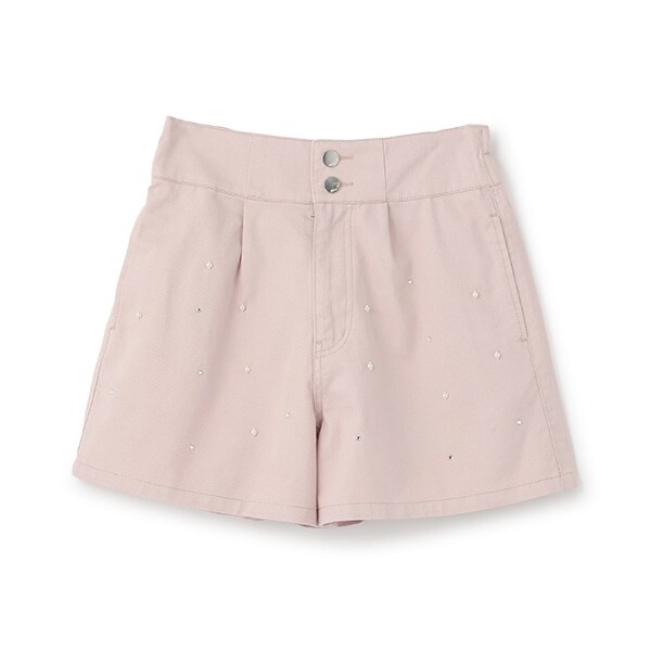 【人気商品再入荷】【直営店で取り扱い無し】パール&ラインストーンつきハイウエストショートパンツ