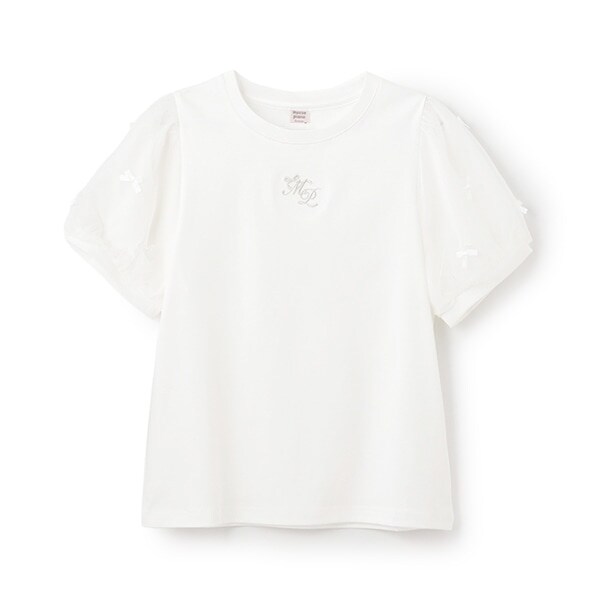 【人気商品再入荷】【直営店で取り扱い無し】チュールパフスリーブ半袖Tシャツ