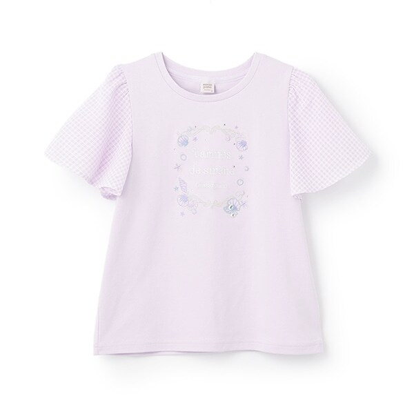 【人気商品再入荷】【直営店で取り扱い無し】シェル刺しゅうフレアスリーブTシャツ