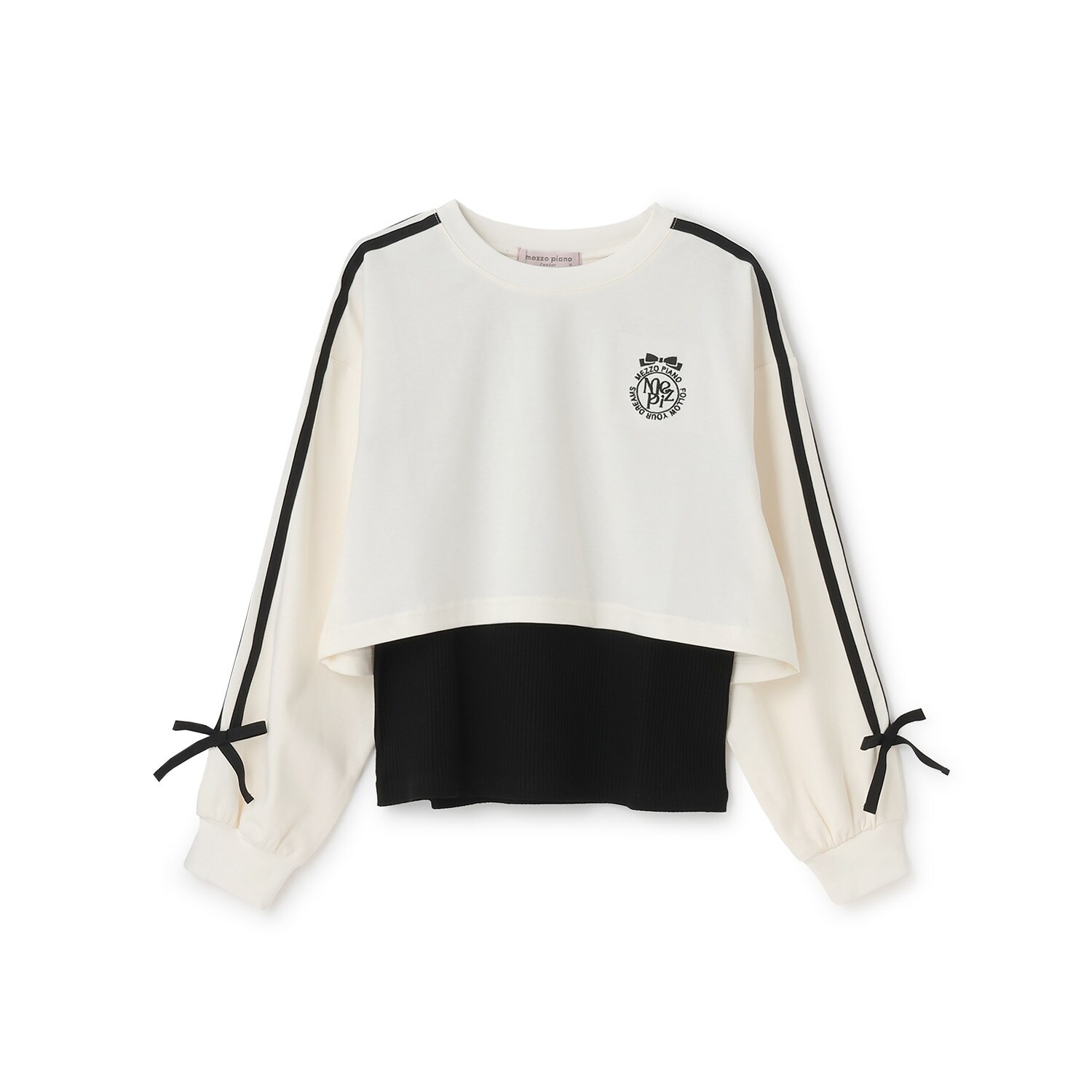 【人気商品再入荷】【直営店で取り扱い無し】サイドライン&リボン長袖Tシャツ　タンクトップセット