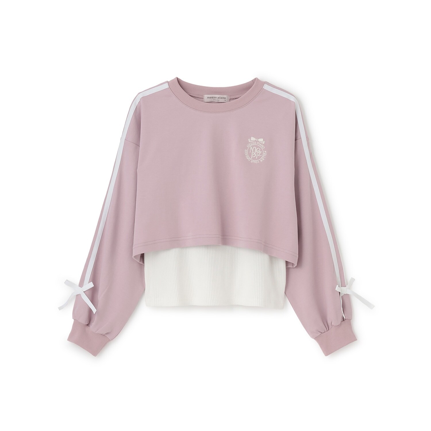 【人気商品再入荷】【直営店で取り扱い無し】サイドライン&リボン長袖Tシャツ　タンクトップセット