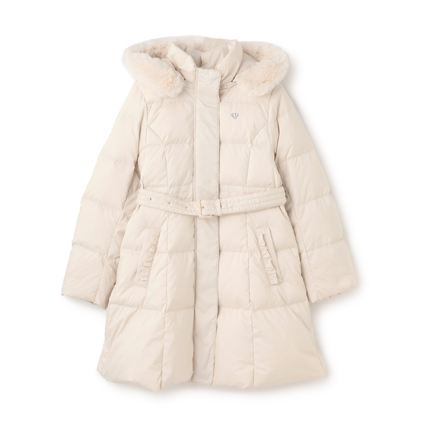 【人気商品再入荷】【直営店で取り扱い無し】【はっ水】ベルトつきリボンポケットロングダウン