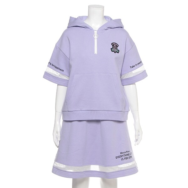 ミニ裏毛 ハーフジップメッシュ切り替えセットアップ