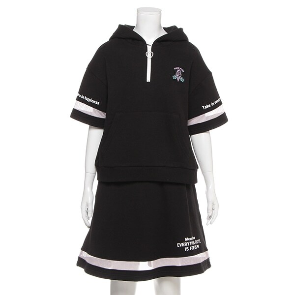 ミニ裏毛 ハーフジップメッシュ切り替えセットアップ