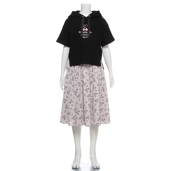 チェリーパーカー×フレアスカートセット