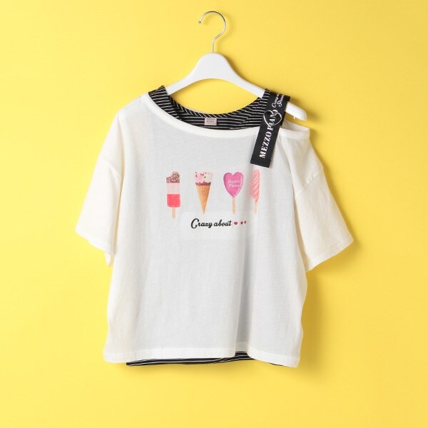 ロゴワンショルダーアイスプリントTシャツ×タンクトップセット