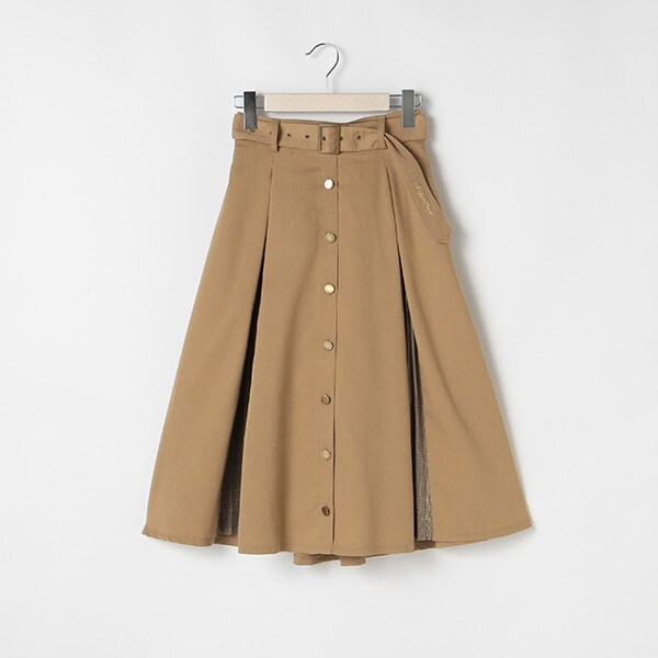 プリーツチェック切り替えロングスカート