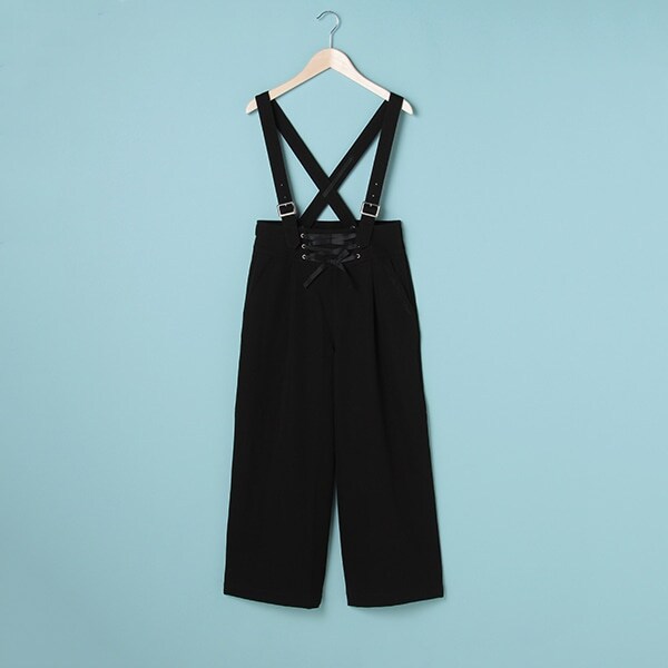 サスペンダーつきレースアップワイドパンツ